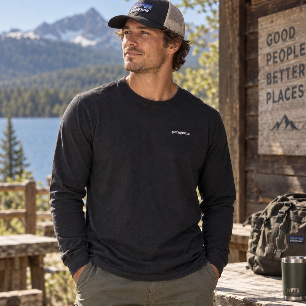 Patagonia Shirt Mens Large Black Responsibili Tee Long Sleeve Gorpcore
